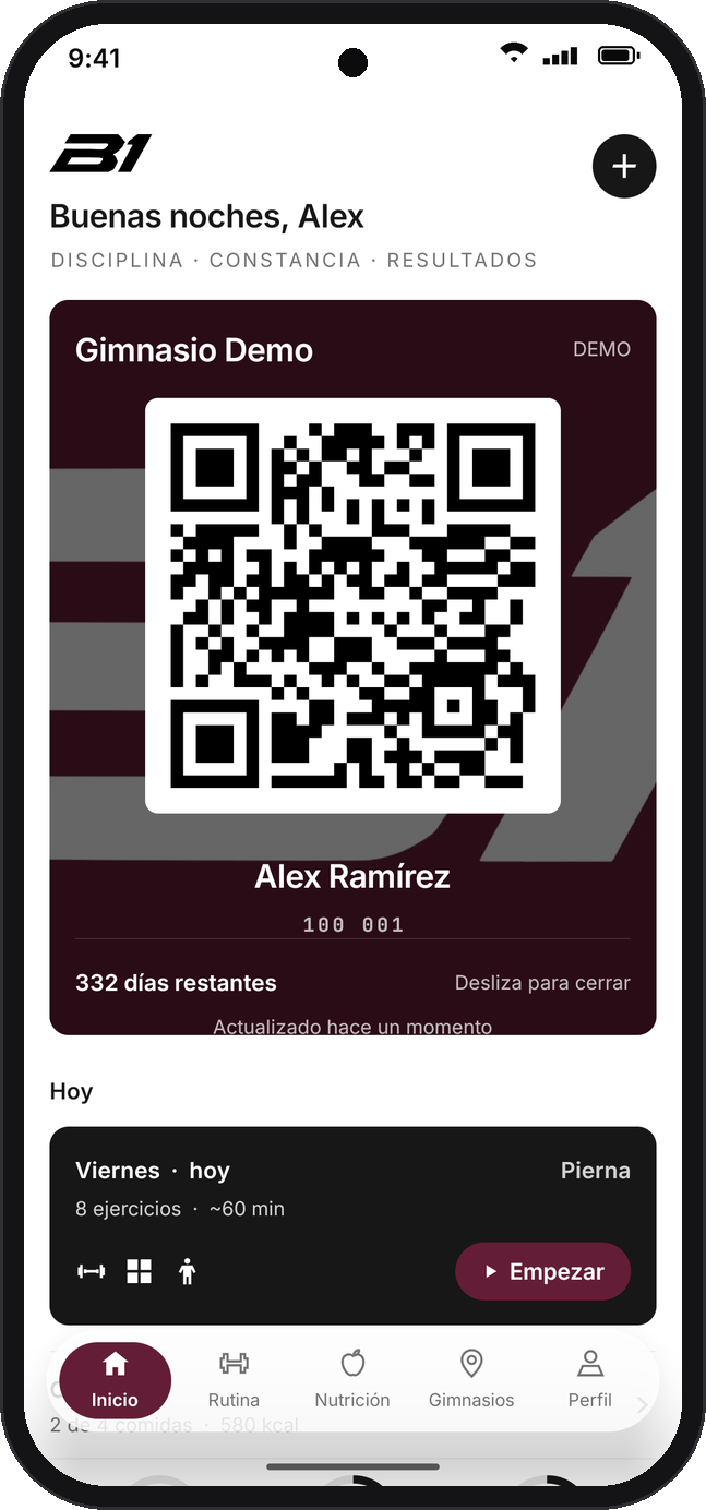 Credencial digital con código QR en la app BLACKBODY ONE