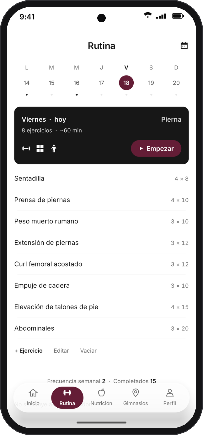 Rutina del día en BLACKBODY ONE